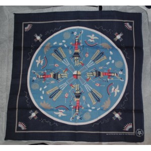 デッドストック バンダナ ネイティブ柄　紺